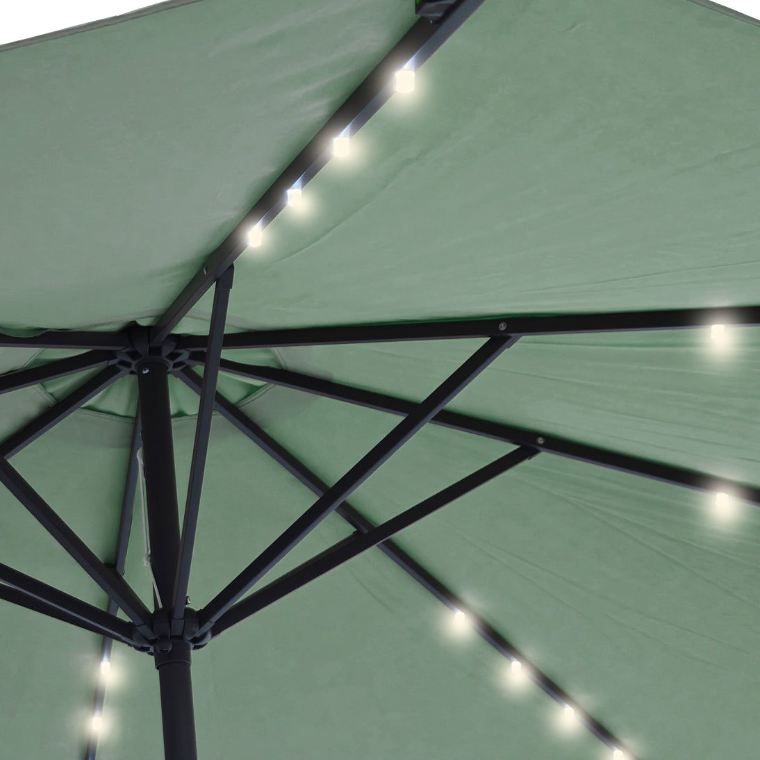 VESTIAMO CASA GIARDINO - Ombrellone da giardino con 32 LED e Pannello Solare Verde diametro 3 metri